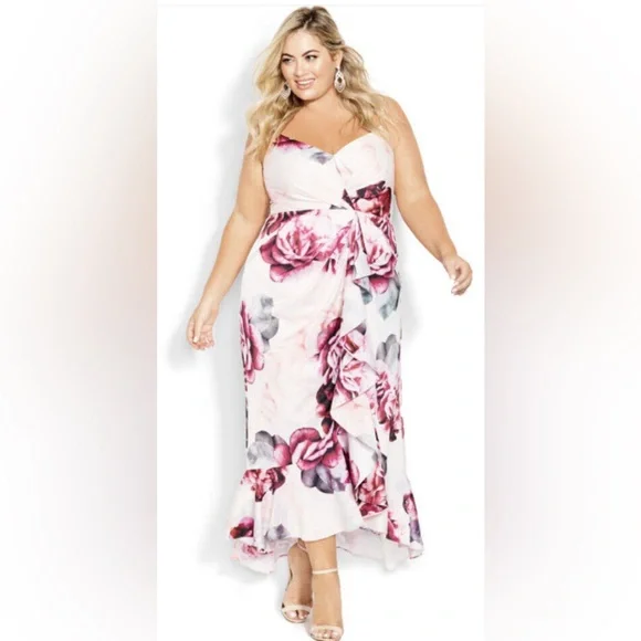 chinese dress ladies City Chic Women's Plus Size Bold Blossom Wrap Dress at Amazon Women's  Clothing store